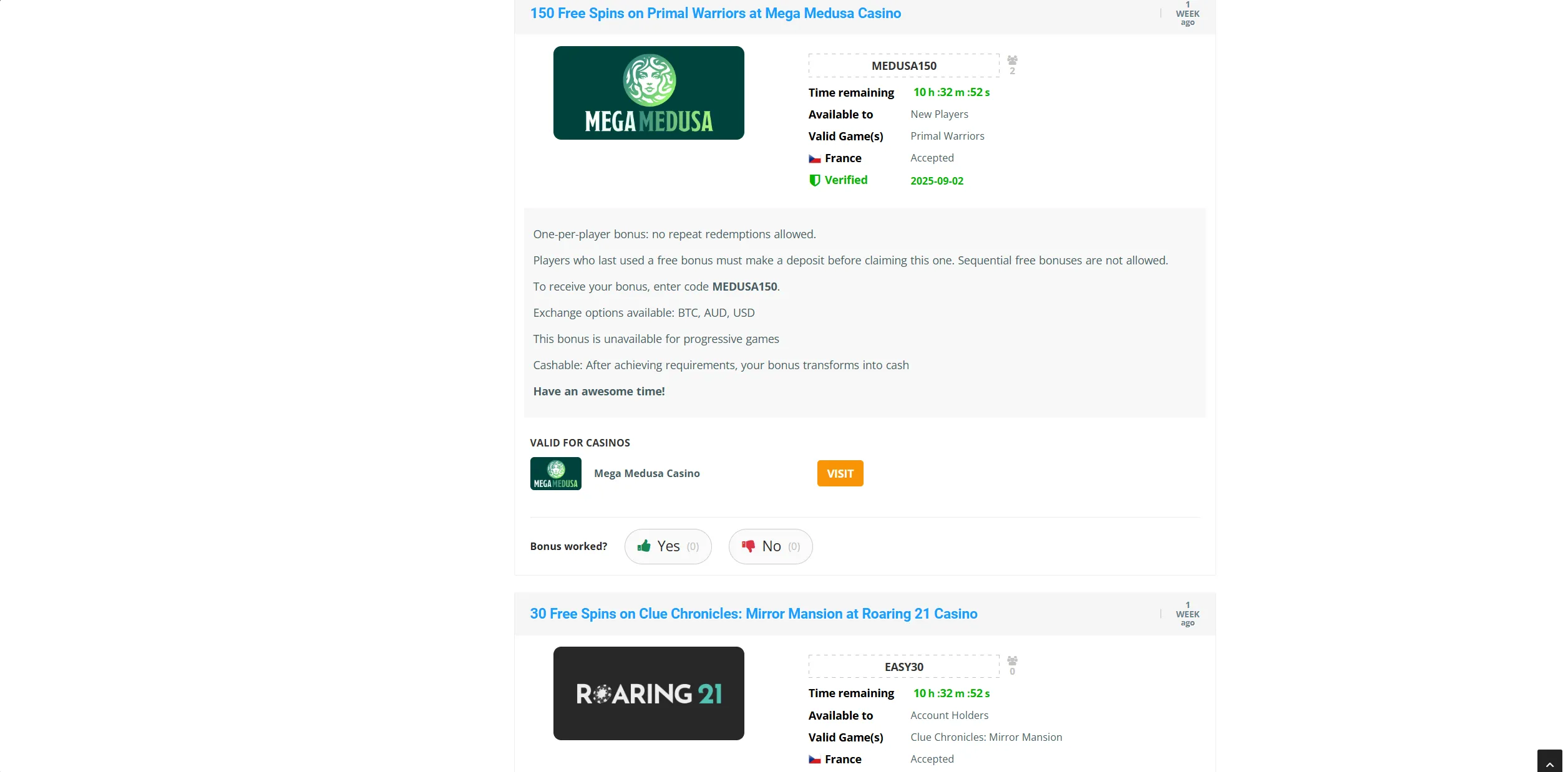 Screenshot of Nodepositfriend.com - Latest Czech Casino Bonus Codes 